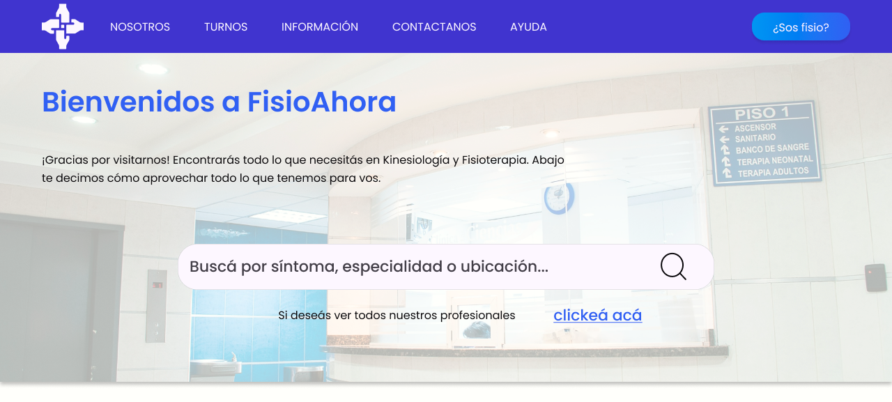 FisioAhora — Hero y buscador